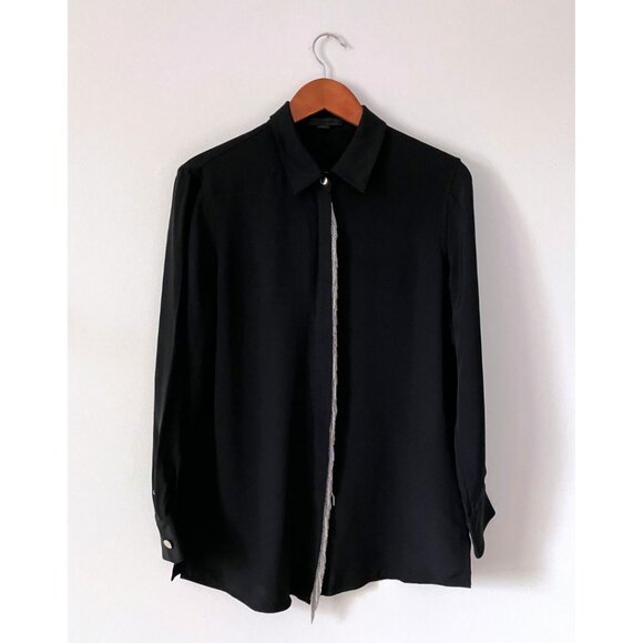 Alexander Wang Black Button Up Blouse with Metal Detailing Size 8 - Picture 1 of 6